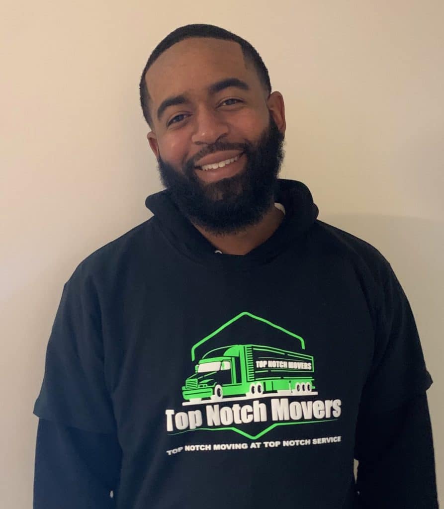 person top notch moving services branded hoodie
